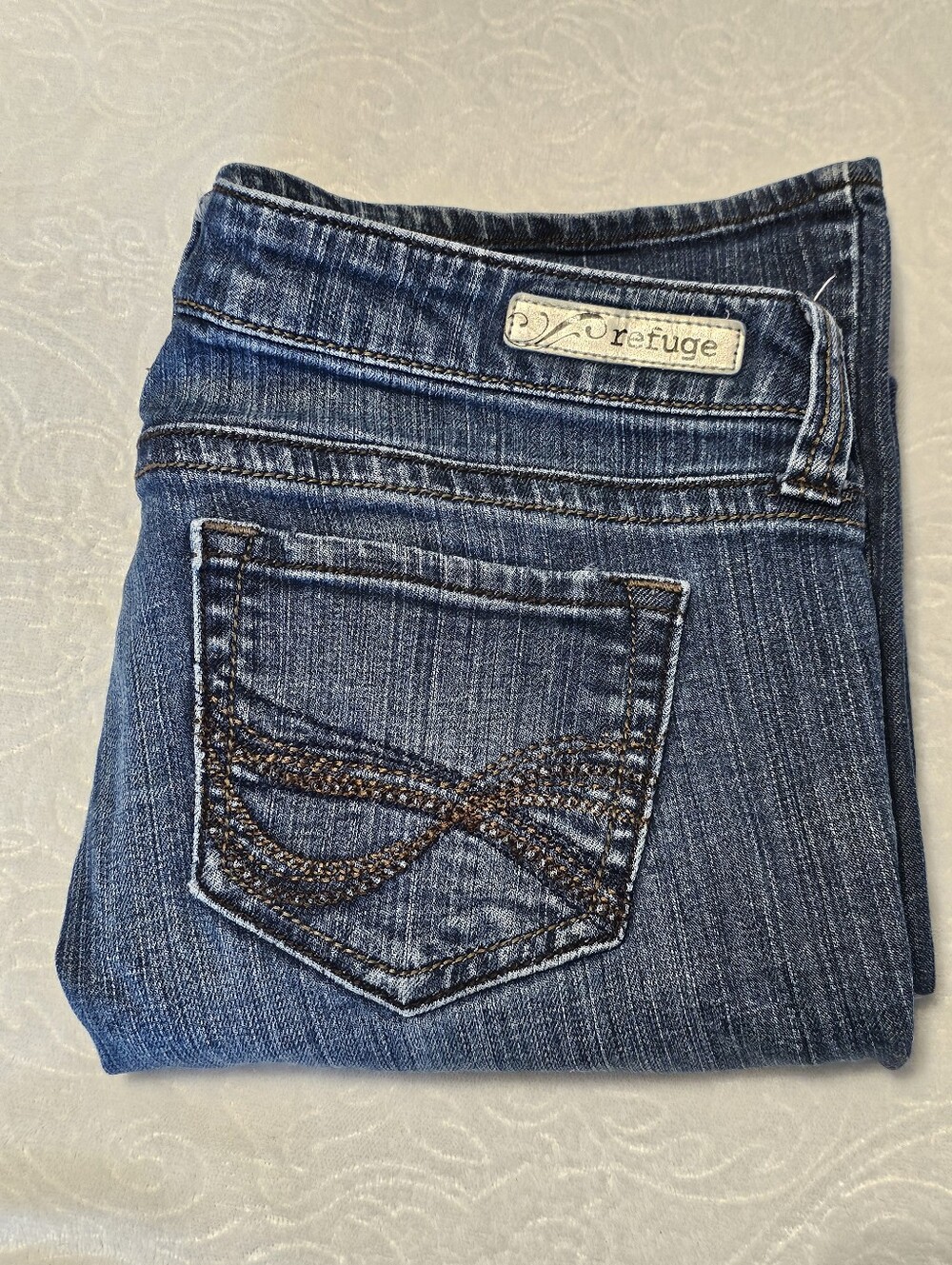 Refuge Womens Runway Everyday Boot Jeans Size 8S Dark Wash Stretch